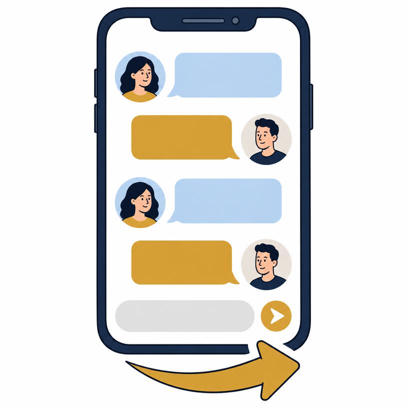 Illustrated message thread between two colleagues